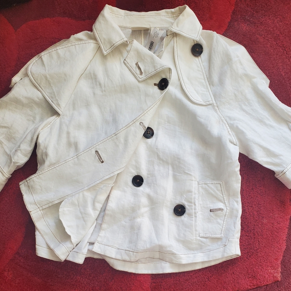 Chico's Linen Cropped Trench